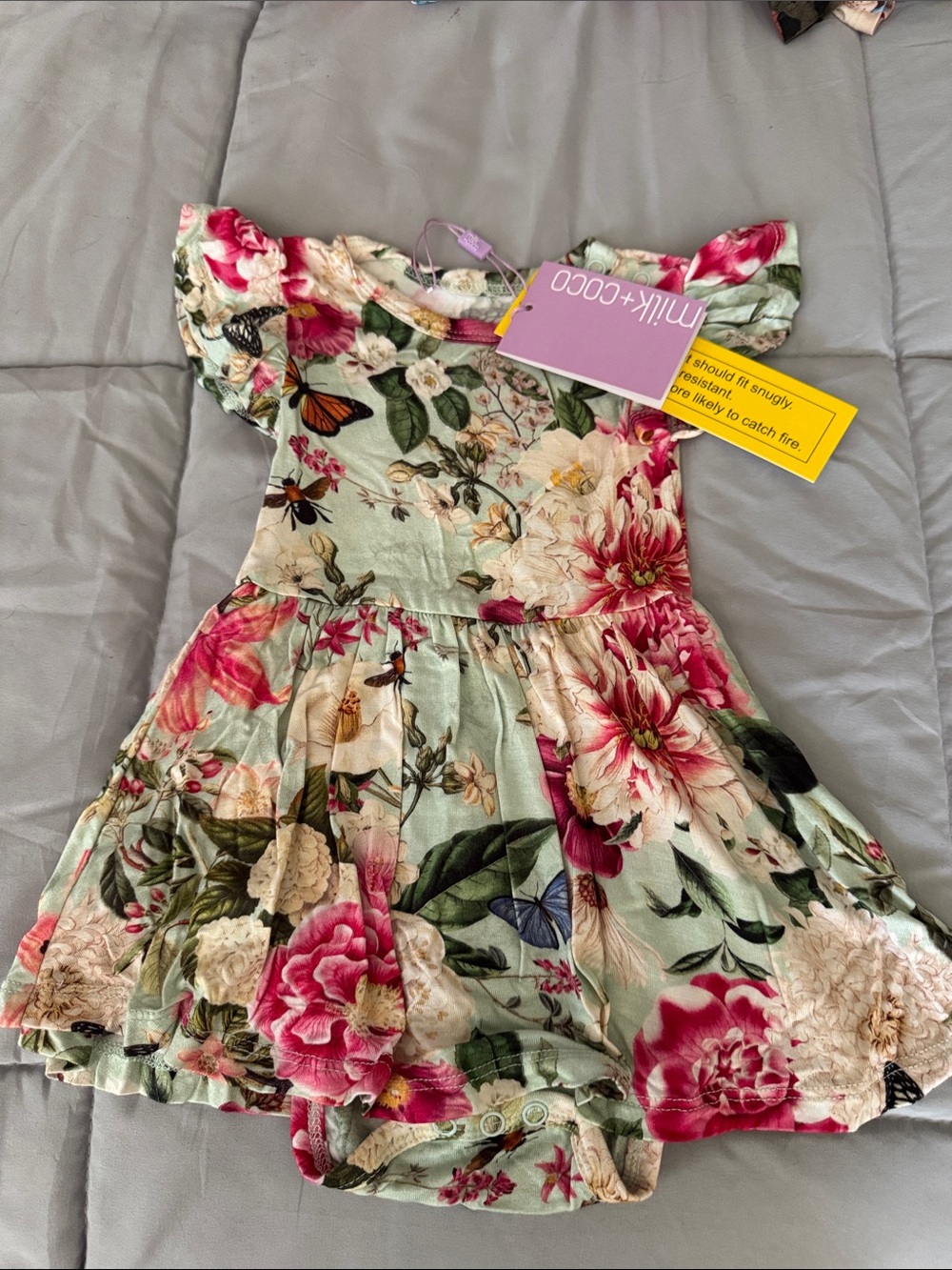 Floral Green and Pink Girls' Dress